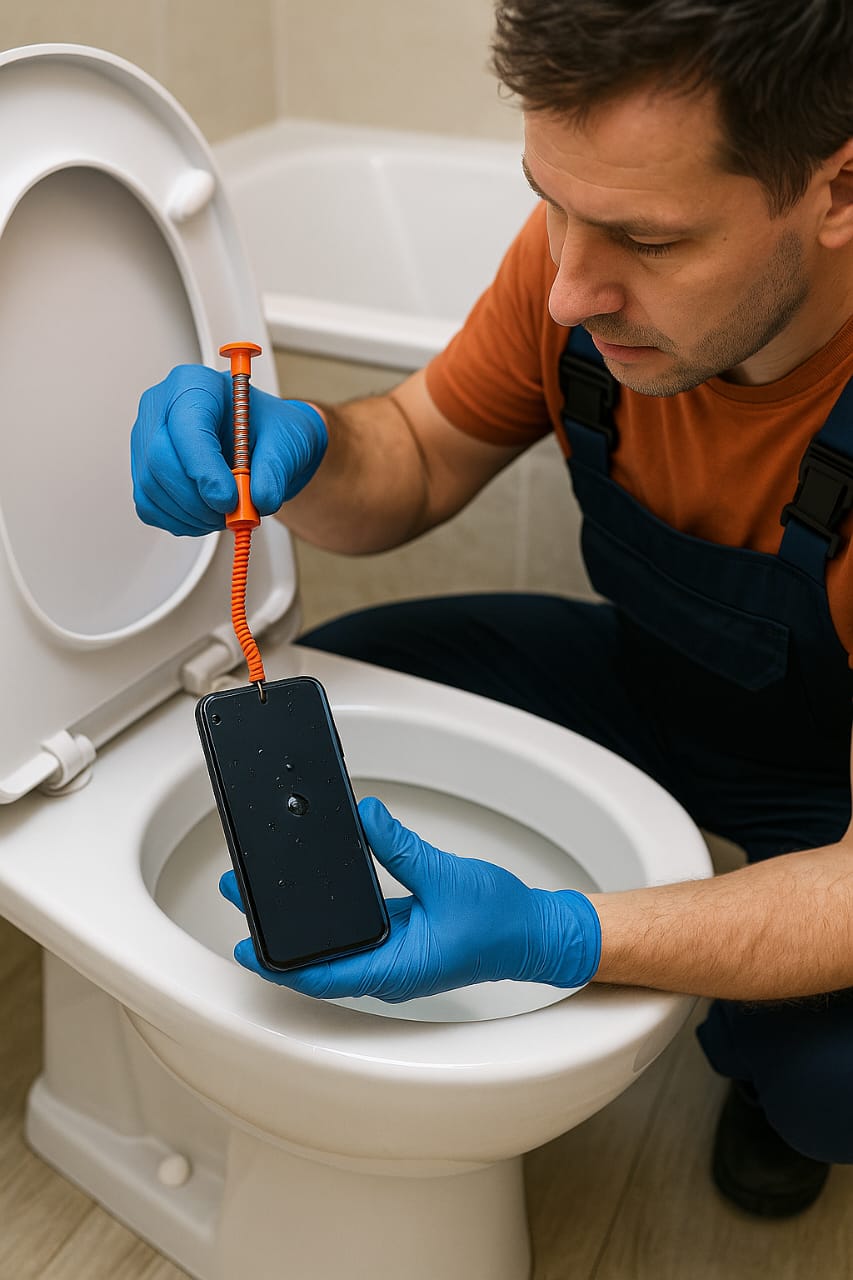 قلاب کردن اشیا برای بیرون کشیدن اشیا از لوله فاضلاب در وردآورد تهران